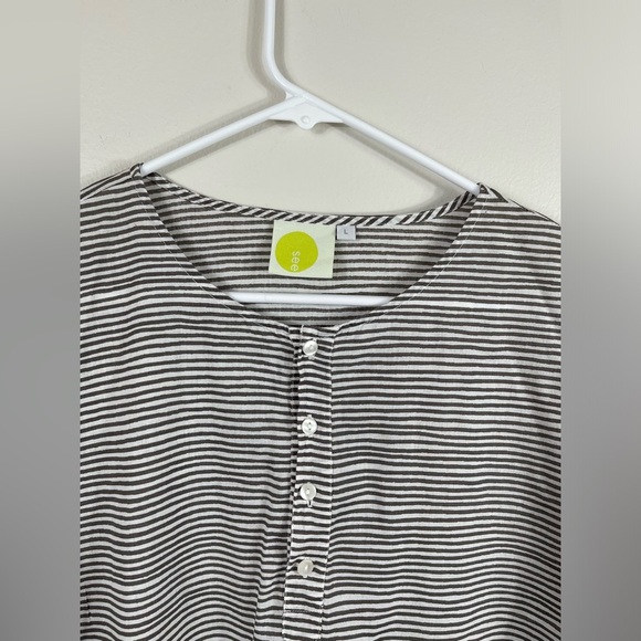 SeeDesign Women's Striped Gray and White Dress Long Sleeve Summer Cotton Size L - Picture 8 of 16